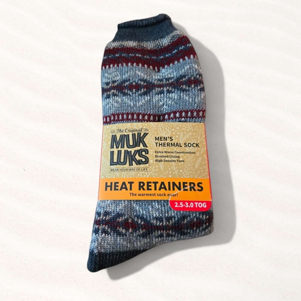 Muk Luks Men Socks Thermal 1 Pair Heat Retainers 2.5 3.0 TOG ONE SIZE